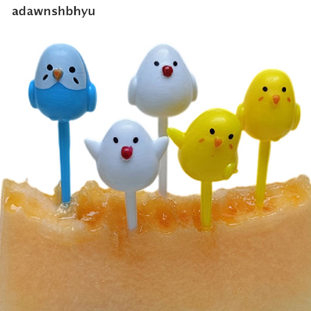 Adawnshbhyu 6pcs /set Lucu Kartun Chick Garpu Buah Anak Snack Dessert Picks Tookpick ID