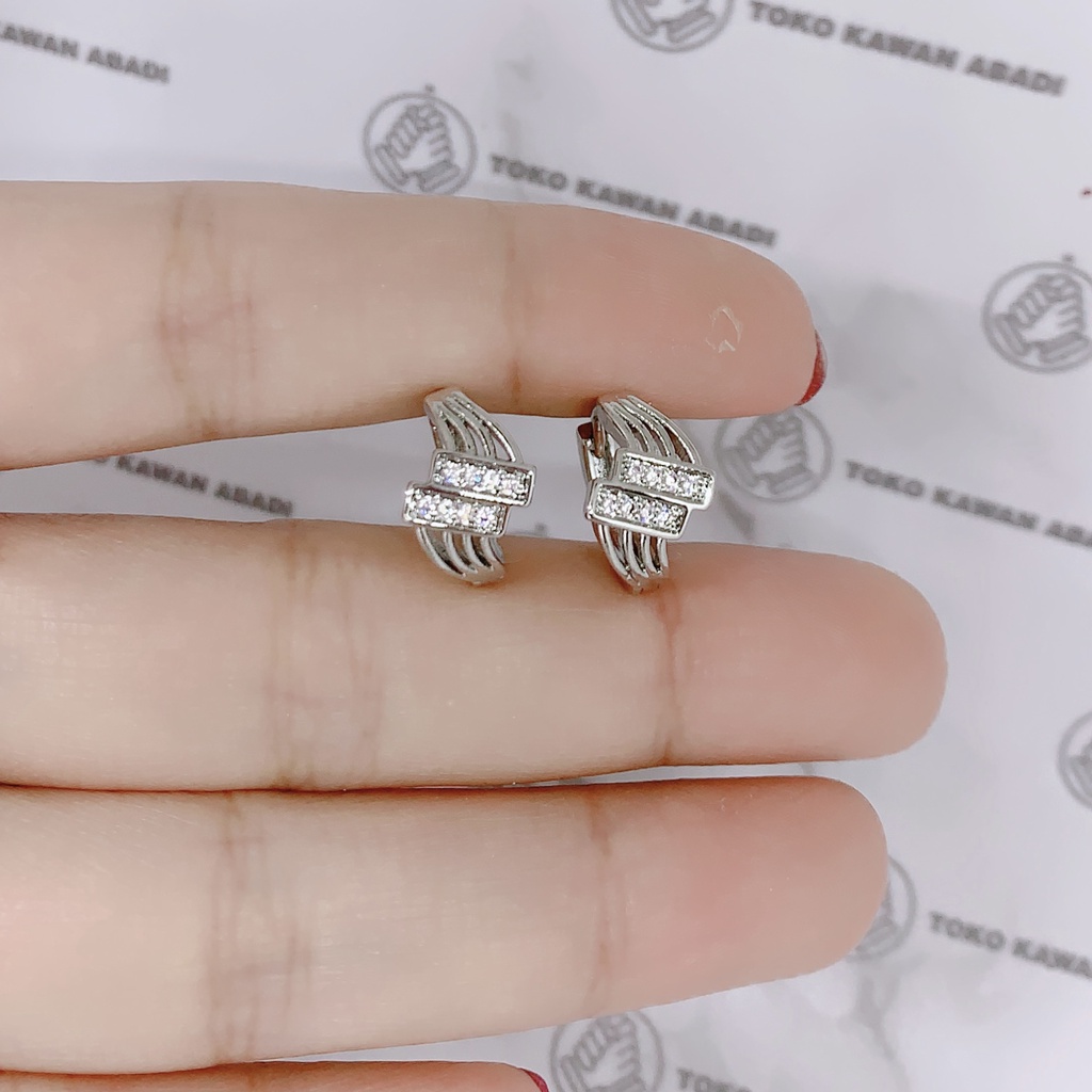 Anting Xuping Silver Perhiasan Fashion Wanita Model Desi Permata Putih *45