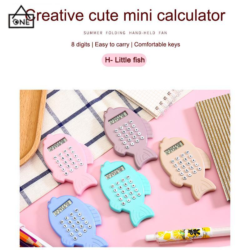 COD❤️Kalkulator Mini Lucu Berwarna-warni Kalkulator Gantungan Kunci Ikan 8 digit Kreatif-A.one