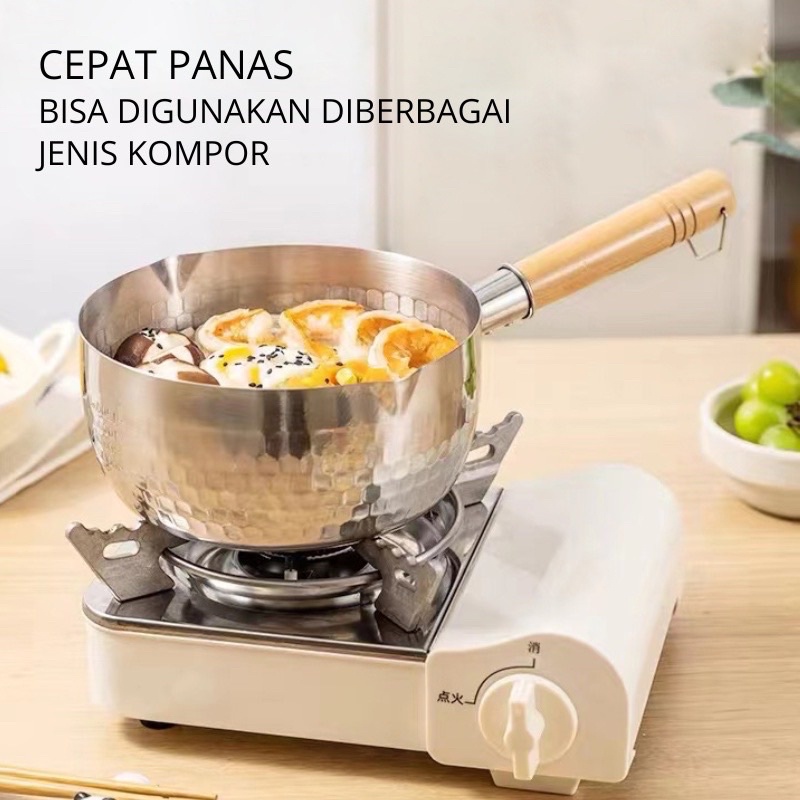 PANCI SUSU GAGANG KAYU ALUMINIUM TEBAL - MILK POT SAUCE PAN - PANCI MIE REBUS SERBAGUNA ANTI KARAT GG KAYU