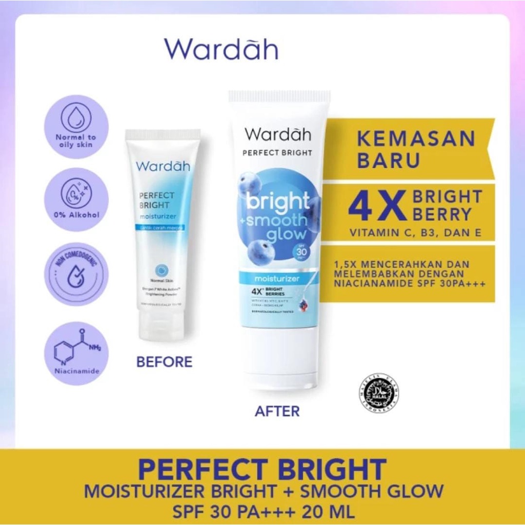 Wardah Perfect Bright Moisturizer Bright + Smooth Glow SPF 30 PA+++ 20 ml