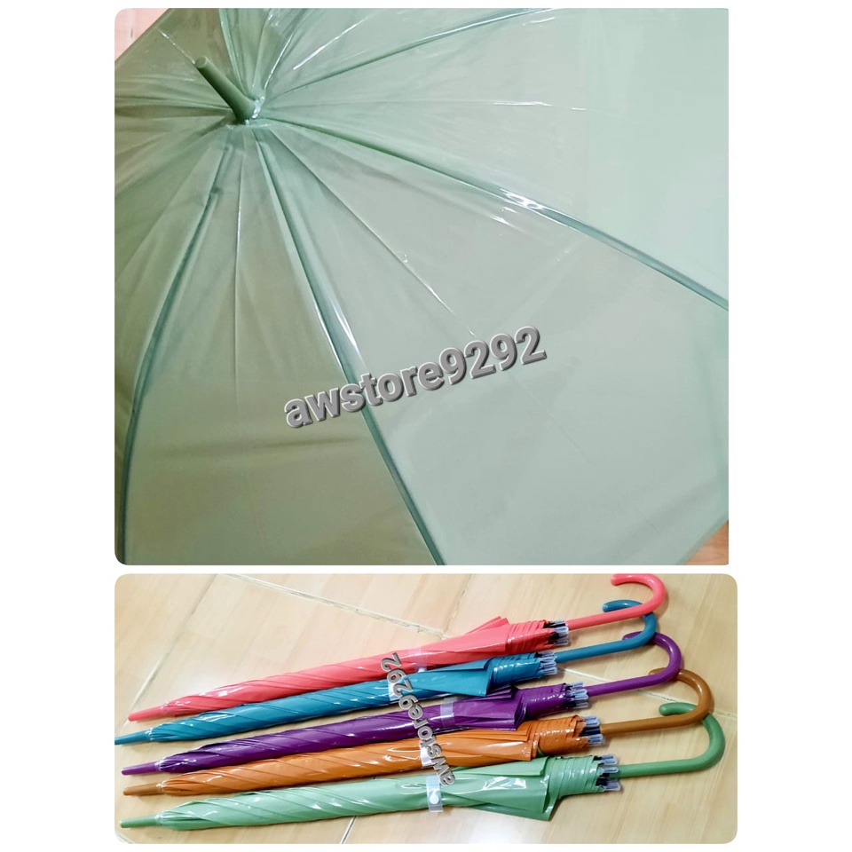 Payung Hujan Import Korea Transparan Motif Elegan Cantik Cute AK 11-15 Anak Dewasa Kartun