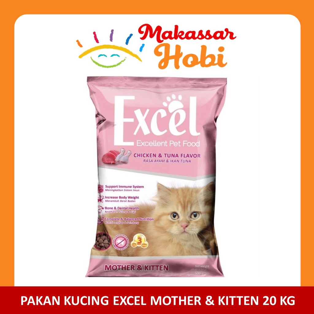 Excel Mother &amp; Kitten 20kg 20 kg Makanan Induk Anak Kucing Dry Catfood