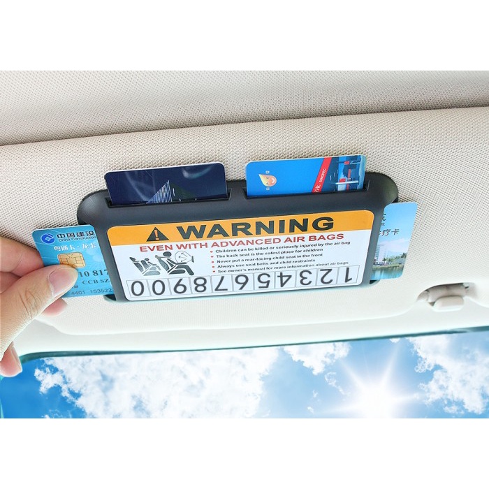 Tempat Penyimpanan Slot Kartu 4 Card Holder Etoll Mobil Sunvisor No HP Dompet Kartu Mobil Sun Visor Organizer Holder Kartu Tol E-Toll Card Klip Dashboard Aksesoris Interior Mobil Parkir Sementara Nomor HP Papan Angka Parkir Car Sunvisor Storage Box Tempel