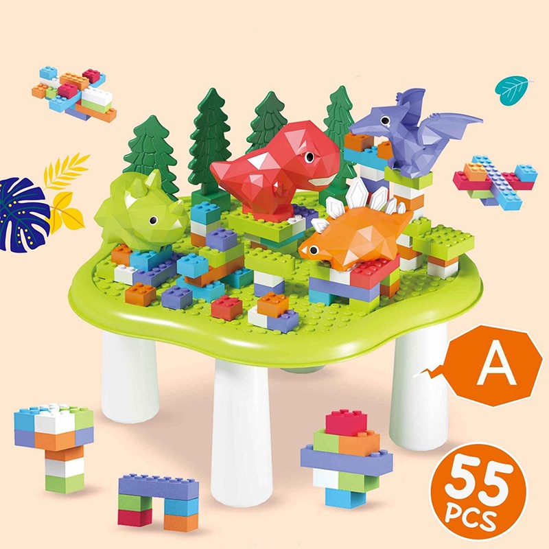 Meja Balok Dinosaurus 4D Puzzle Block Puzzle Mainan Balok Susun Puzzle Balok Mainan Dinosaurus Mainan Balok Anak