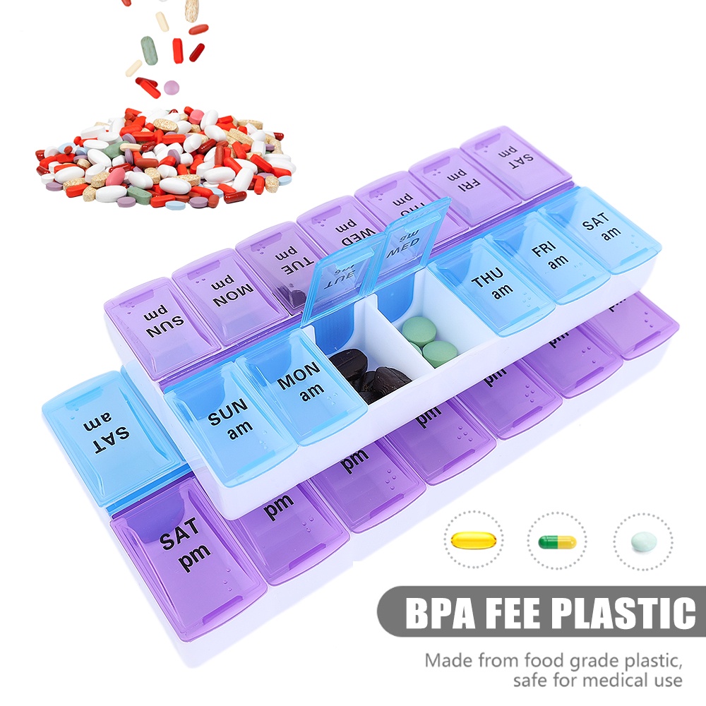 14hari Mingguan Obat Tablet Dispenser Organizer Pill Box/Travel Indah Splitters Pill Case Wadah Penyimpanan