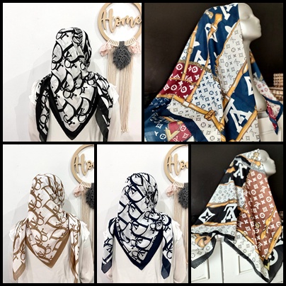 HIJAB SEGIEMPAT MOTIF VOAL LASER CUT MOTIF JURNEY BUNGA