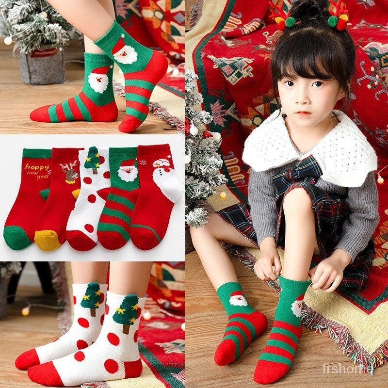 Kaus kaki Natal anak-anak kapas musim dingin anak laki-laki dan perempuan anak-anak menengah dan leb