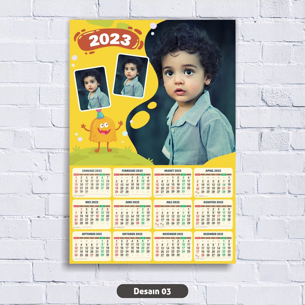 KALENDER CUSTOM A3+ - 1 LEMBAR 12 BULAN - CUSTOM DESAIN