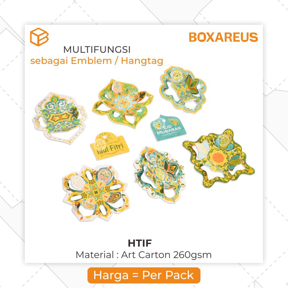 Hangtag Lebaran, Hang Tag Idul Fitri Timbul, Kartu Ucapan, Hampers Box Packaging | HTIF