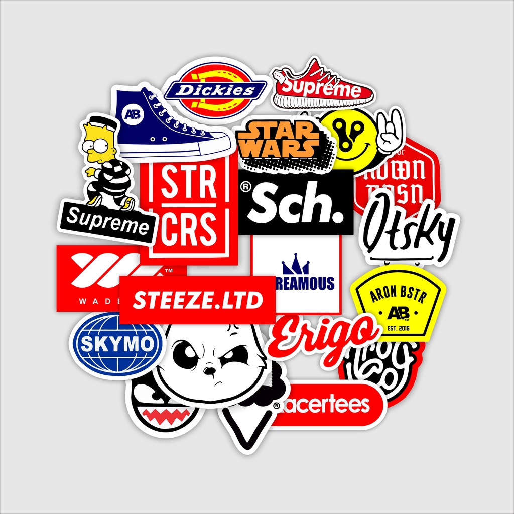 

Sticker stiker PAKET brand 21 pcs Stiker tumbler stiker racing decal Stiker motor stiker graftac helm kulkas botol tv laptop DLL