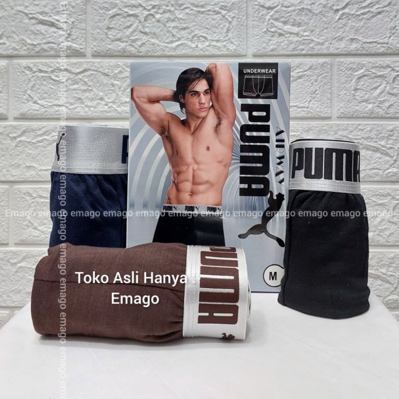 Emago - BOXER PRIA CELANA DALAM PRIA JUMBO 3PCS KOLOR / Celana Dalam Pria / Boxer Pria / Underwear / Sempak Cowo / Pakaian Dalam Murah/ boxer Warna Jumbo