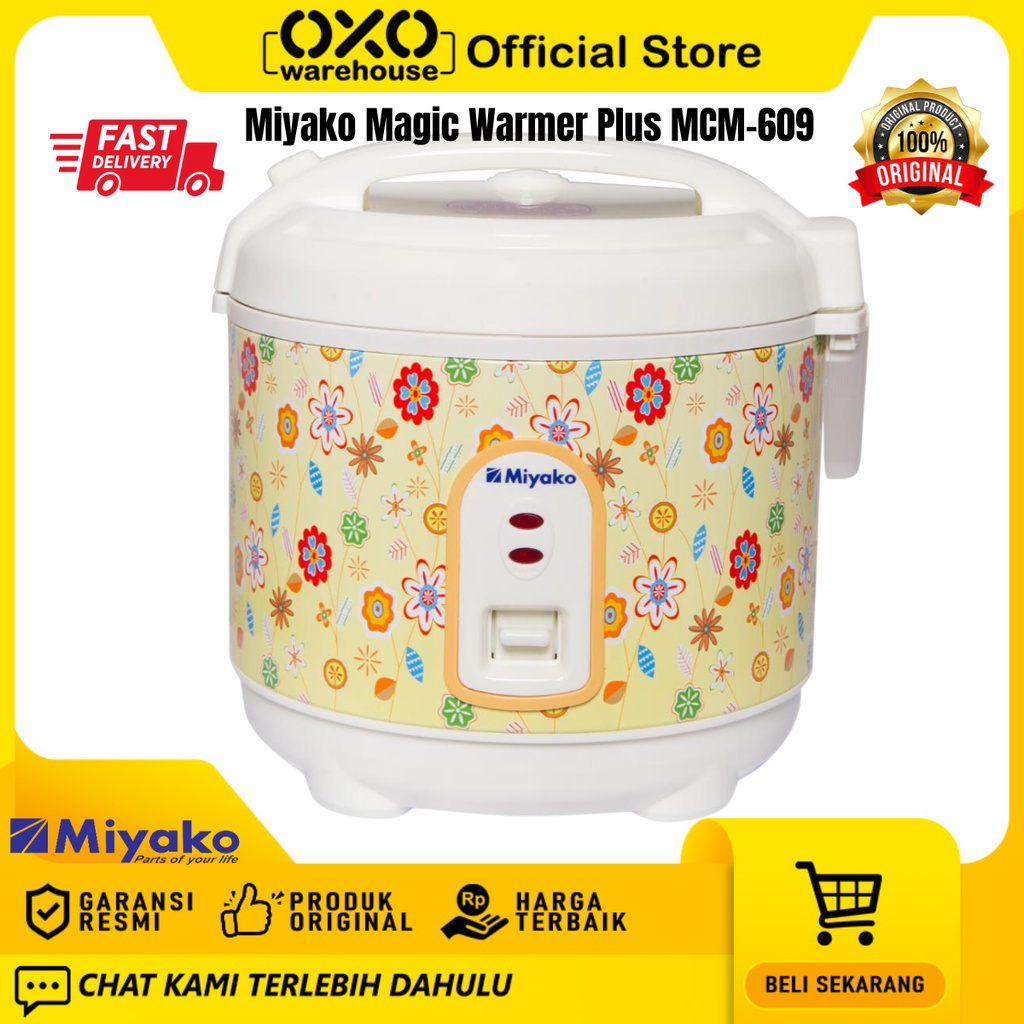 Miyako Rice Cooker MCM-609 0.6 Magic Warmer Plus Penanak Nasi  Mini Low Watt Garansi Resmi