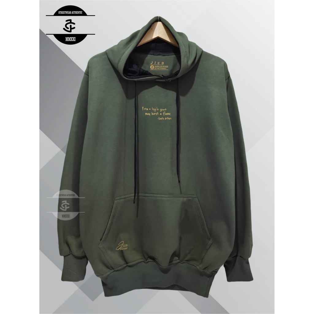 Jaket Hoodie Original Jico Distro Pria Wanita Aesthetic Warna Hijau Army List From a Little Spark Oversize M L XL XXL Pria Wanita Jaket hudie Unisex Jaket Distro Sweater Dewasa Pakaian Pria Jaket Terbaru Terlaris Terpopuler Lokal Brand Bandung Masa Kini