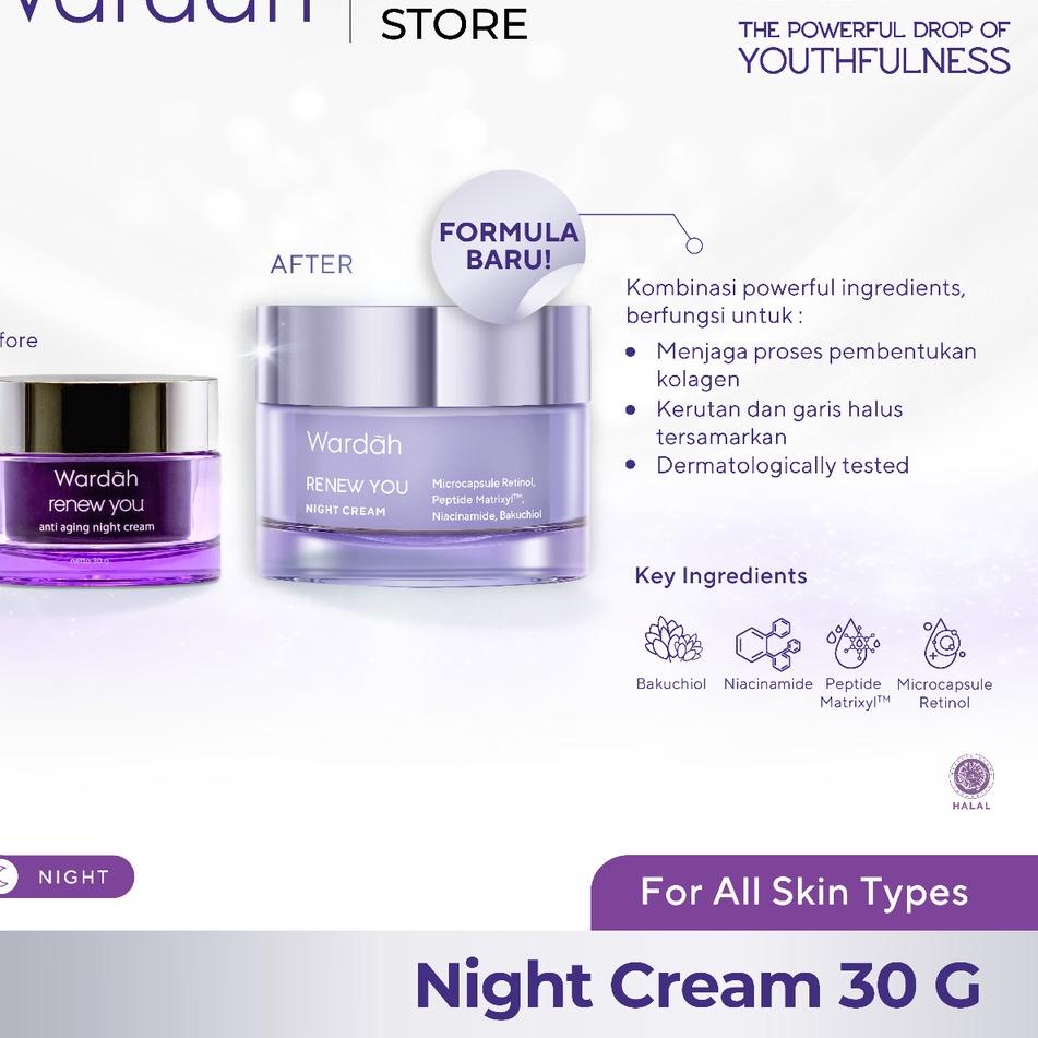 [128] Wardah Renew You Anti Aging Night Cream - Pelembab Anti Aging dengan Vitamin E [8NF]