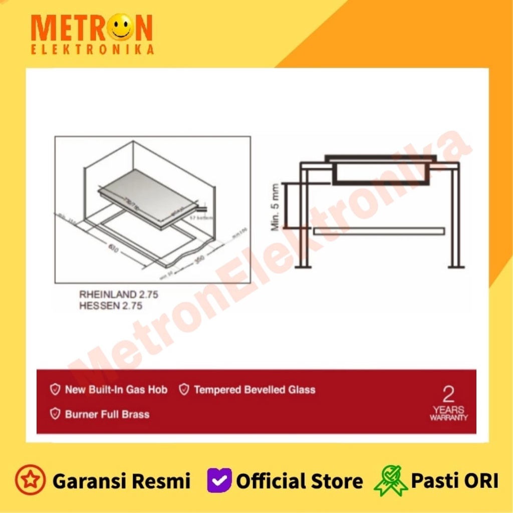 Hafele Built-in Gas Hob Rheinland Series - Kompor Gas Tanam