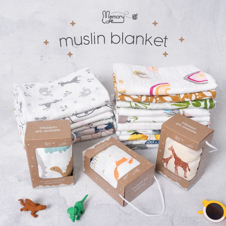 MEMORYLIFE ESSENTIAL Premium Baby Muslin Blankets Swaddle Bedong