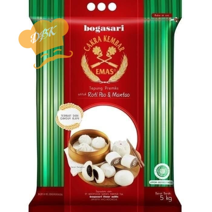 TEPUNG CAKRA KEMBAR EMAS roti PAO & MANTAO 5kg cakra mas bakpao bogasari