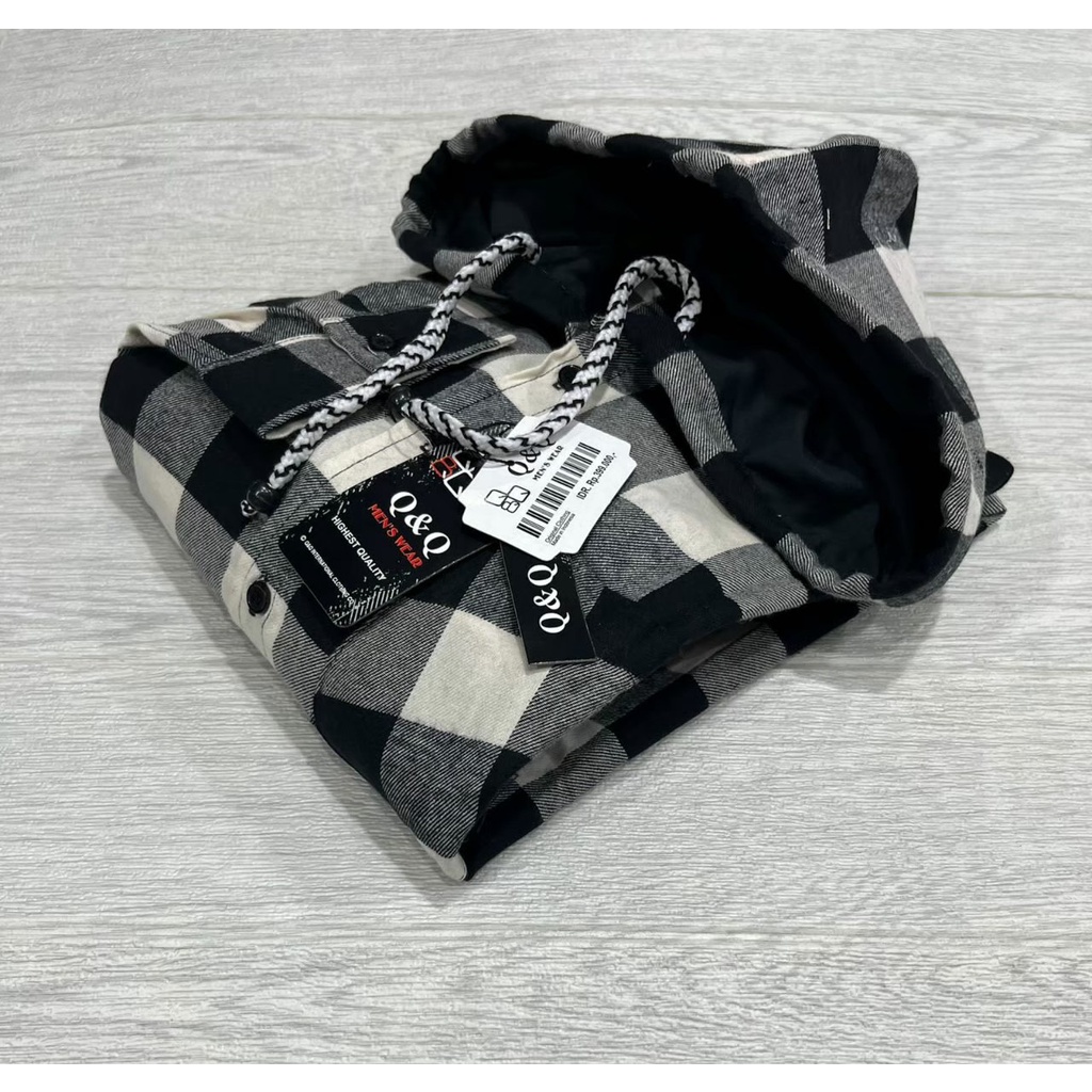 TERLARIS KEMEJA FLANNEL HOODIE PRIA/WANITA ORIGINAL M L XL PREMIUM QUALITY
