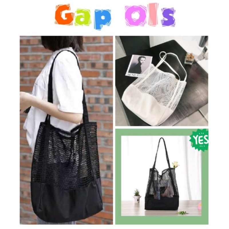 Jual Tas Jaring Tas Pantai Net Tote Bag Tas Belanja Grocery Bag Tas Korea Net Bag Nets Bag Tas