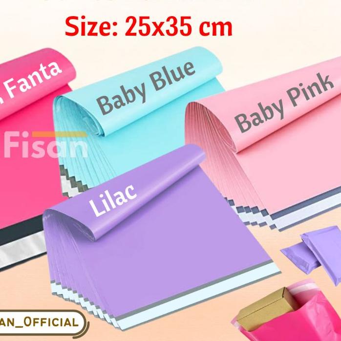 

➦ 50Pcs Polymailer Warna Baby Pink Fanta Baby Blue Lilac Kantong Plastik Packing Pink Biru 25x35 25x32 ヶ