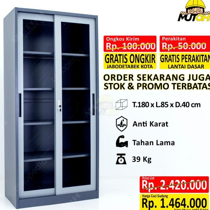 

TERLARIS LEMARI ARSIP LEMARI BESI FILLING CABINET - PINTU KACA SLIDING GESER LIMITED EDITION