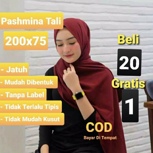 &quot;Toserba | Pasmina Tali 200x75 Pashmina Diamond instant Premium Panjang murah &quot;