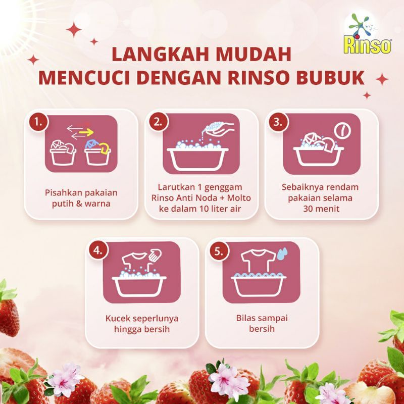 RINSO MOLTO KOREAN STRAWBERRY 700 GRAM / DETERJEN BUBUK / DETERJEN