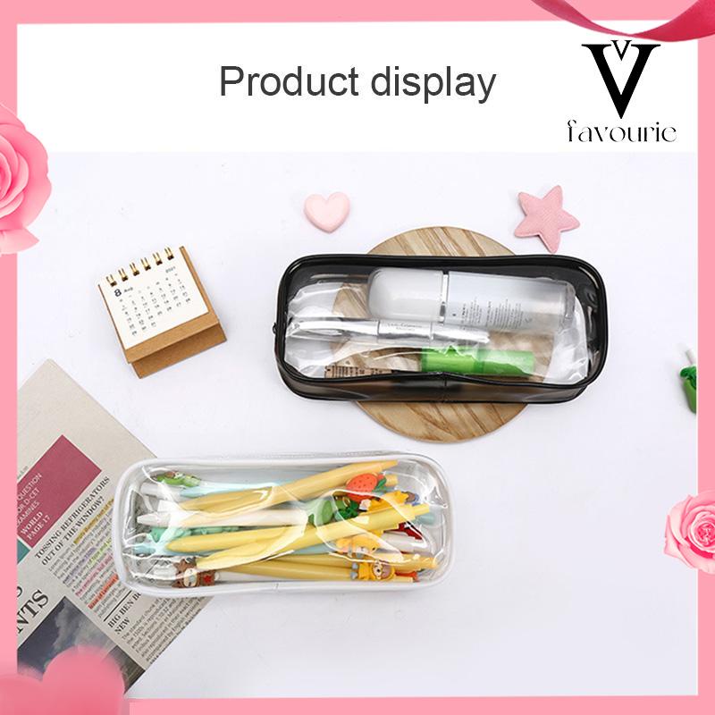 CODDecompression Primary Middle School Students Competition Rotating Pen Can Write Student Rotating PenTransparent PVC Student Stationery Zipper Pen Bag Travel Portable Toiletry Makeup Storage Bag-FA