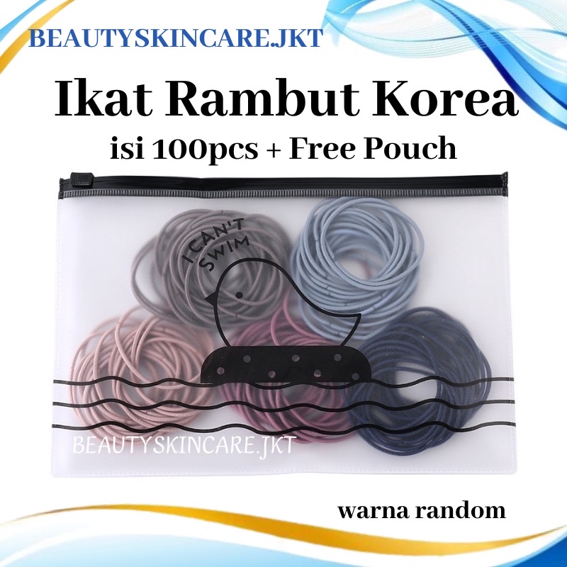 Ikat Rambut Korea isi 100pcs Free Pouch Cantik