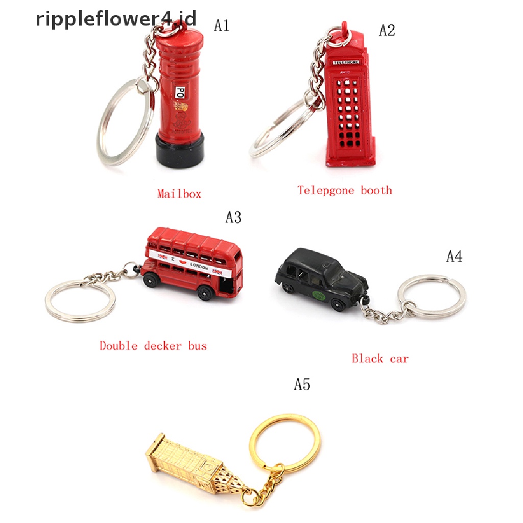 {rippleflower4.id} Miniatur Inggris Model London Gantungan Kunci Gantungan Kunci Souvenir Ojek Bis Merah~