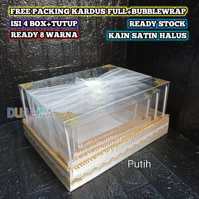 Box Parcel Seserahan Favorit Model Tutup Mika Isi 4 Kotak Hantaran Tinggal Pakai Mudah Pasang Ready Banyak Warna