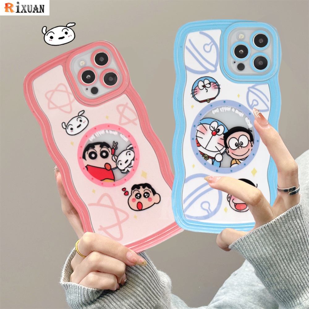 Redmi 10C Note 10C Note 11 Pro Note 11S 10A 9C 9A 10 9T 9 Note10 5G 10s Note9 Note9S Note8 Poco X3 NFC M3 Redmi A1 Kartun Lucu Doraemon Crayon Shinchan Wavy Edge Soft TPU Phone Case RIXUA