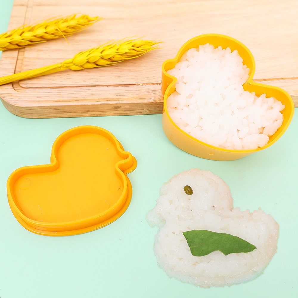 [Harga Grosir] Cetakan Pembuat Buah Sushi Kartun Roti Biskuit Model Penekan Kreatif Anak Bento DIY Gadget Bebek Kuning Berbentuk Nasi Bola Cetakan