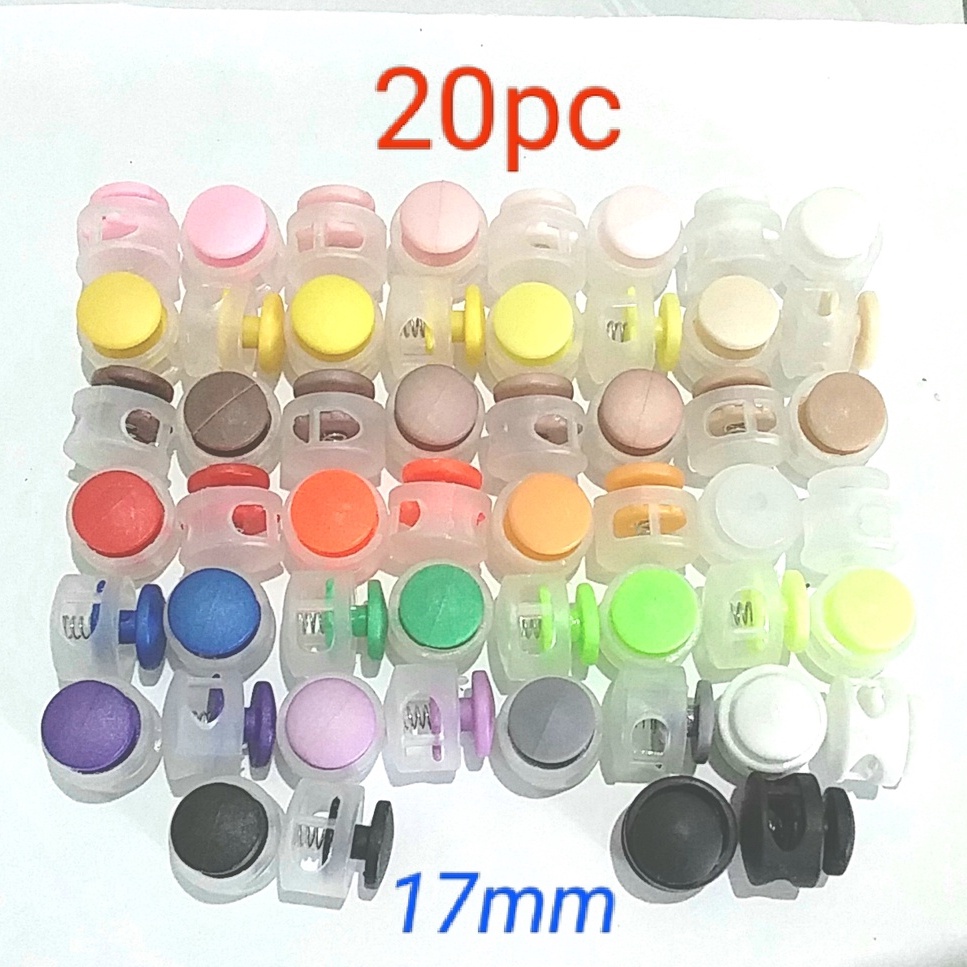 20pc Stopper Klakson 17mm Stopper Tali Masker Stopper Tali Sepatu
