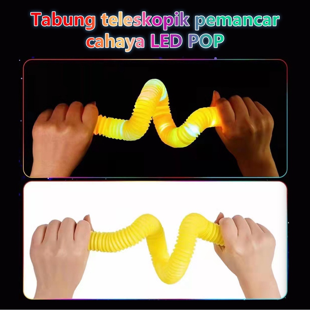 Lakhu Mainan Anak Viral Light Up Pop Tubes Pop Pipes Mainan Lampu Stick Pipa Selang Toy LED