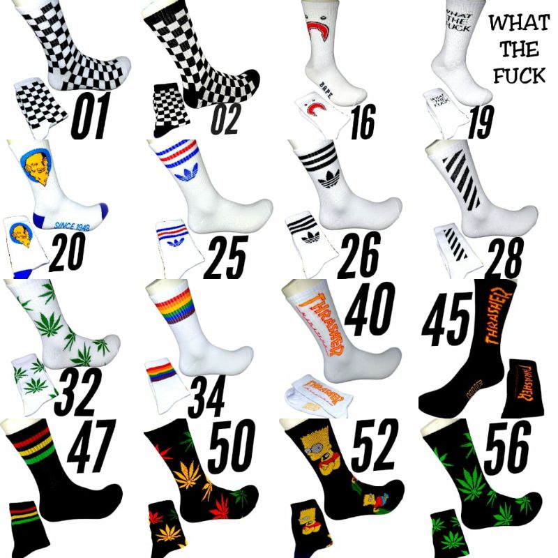 Kaos kaki  1 lusin motif campur oldschool , triball , skate