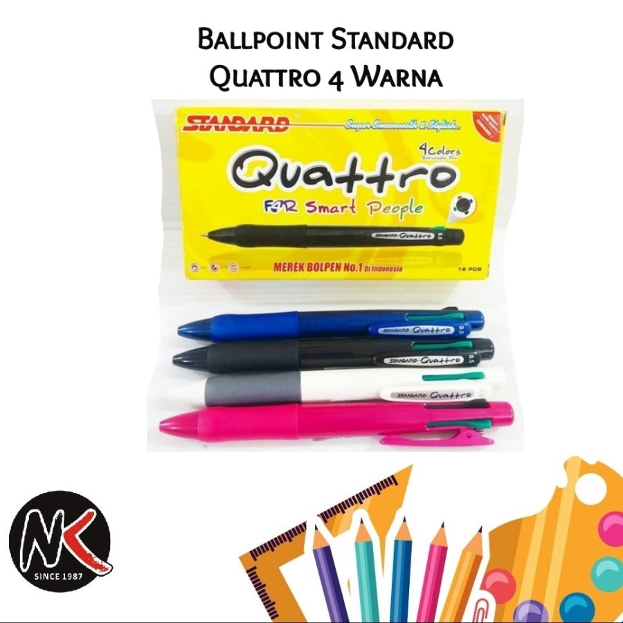 

Ballpoint/Ballpen/Bolpen/Bolpoin/Balpoin/Pulpen/Pena Standard Quattro (Quatro) 4 Warna Bolpen Multi Warna