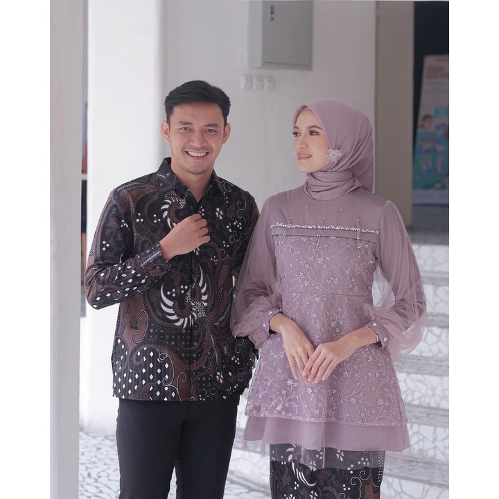 SHOPASHOP SOLO Batik Kebaya Couple Brukat Ayyara Tulle Mutiara Aplikasi Payet Cantik - Kebaya Wisuda - Kebaya Kondangan - Kebaya Tunangan