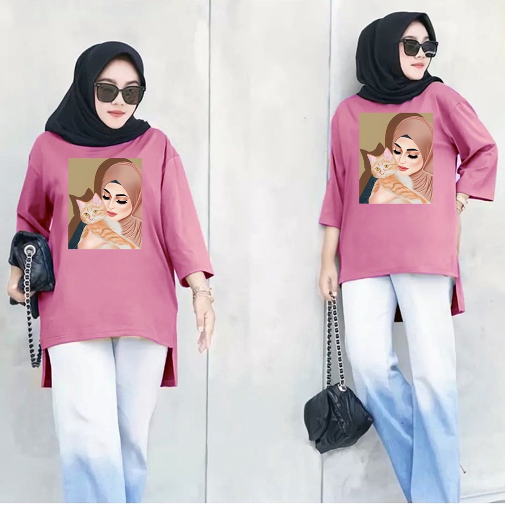 GSC - Long Tunik ANIME 032 / Tunik wanita jumbo / Tunik kaos viral / Tunik motif anime / Tunik panjang / Tunik wanita hijab terbaru