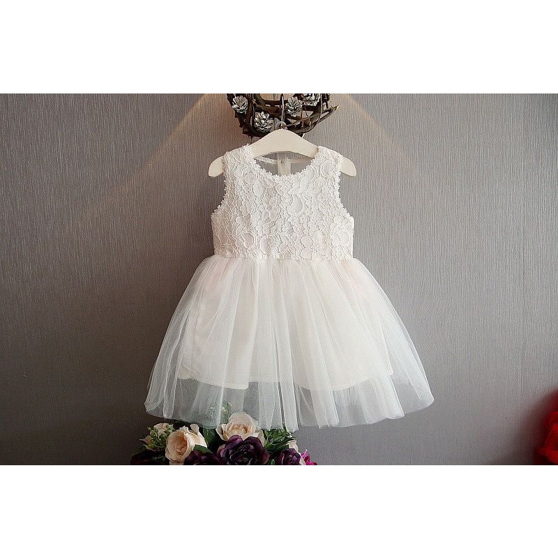 Dress Anak Perempuan - Putih Motif Pita Belakang Import Terbaru