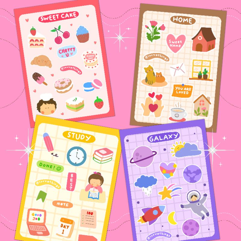 

STICKER SHEET STICKER PACK STIKER LUCU AESTETIK JOURNALING DEKORASI DIARY JURNAL ART DECO SEKOLAH TEMA MOTIF HOME BAKERY GALAXY ASTRONOT PEEL OFF KISS CUT TEMPEL CASE HP LAPTOP TUMBLR BUKU CUTE ESTETIK PAPER KERTAS SCRAPBOOK JURNAL BUJO STATIONERY ATK DIY