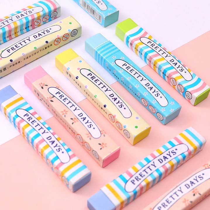 

KENJO STATIONERY - Penghapus Pensil Motif Pretty Days - Penghapus Karet Polos Warna Warni