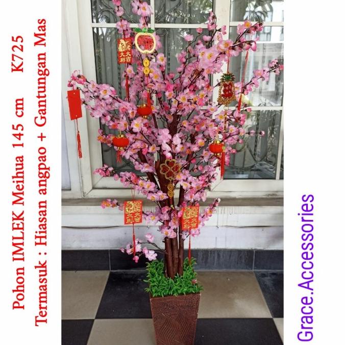Pohon imlek meihua angpao mehwa besar 145 cm hiasan gantungan angpao