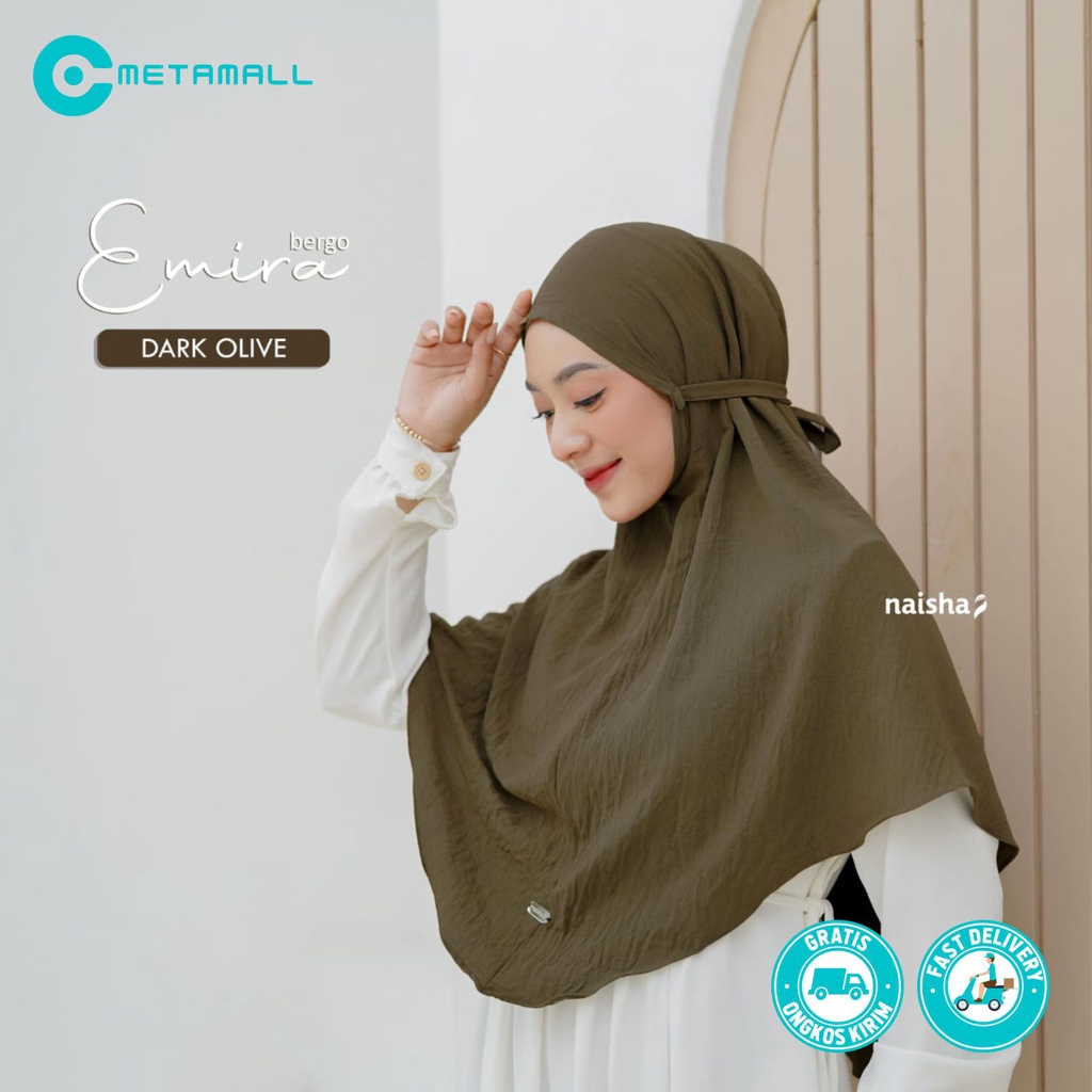 Naisha - Emira Bergo Jilbab Kerudung Instan Syari Jilbab Wanita Remaja Kekinian Simpel By Metamallof