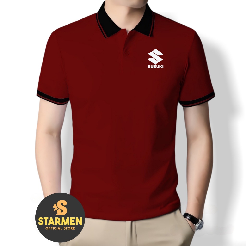 Kaos Polo Atasan Tshirt Pria Kerah Wangki Big List Logo SUZUKI