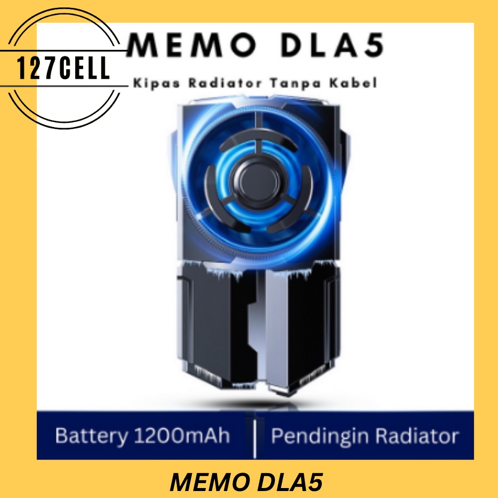 MEMO DLA5 Wireless Phone Cooling Fan with 1200mAh battery Mobile Cooling fast cooling noise-canceling LED gaming Funcooler HP Kipas Pendingin