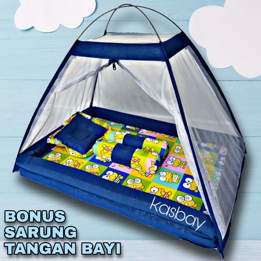 Kasur Bayi Kelambu Set Lengkap Bantal Guling+ Bonus Sarung Tangan Bayi Dan Tas Mika TERBARU