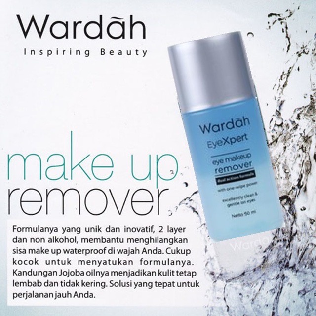 WARDAH EyeXpert Eye Makeup Remover Indonesia / Pembersih Makeup 50ml 100ml / Dual Action Formula With One-Wipe Powder / Excellently Clean &amp; Gentle One Eyes / Cleansing Cleanser Waterproof Anti Air Bersih / Cosmetic Makeup Face Make Up / Eye Xpert Series