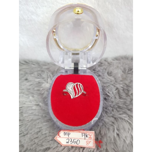 CP2746F242F Cincin model love permata putih emas putih asli berat 2.350 no.14 d.1,7 kadar 750% 17k